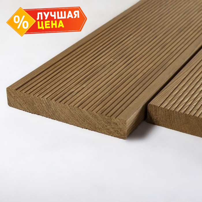 Палубная доска термо-лиственница 25x140x3000 мм Экстра термо-лиственница Коричневый